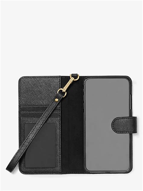 michael kors iphone case xs max|Saffiano Leather Wristlet Folio Case for iPhone XS Max .